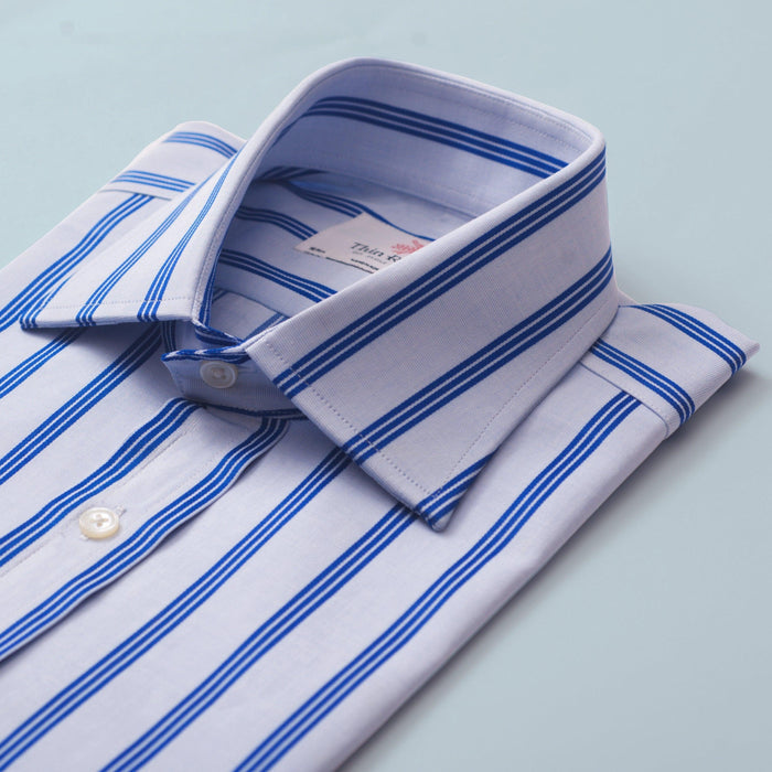 Ascot Stripe Sky & Navy Classic Shirt - Thin Red Line