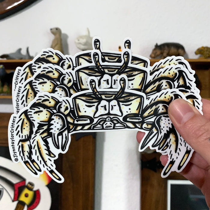 American traditional tattoo flash Atlantic Ghost Crab wildlife watercolor sticker.