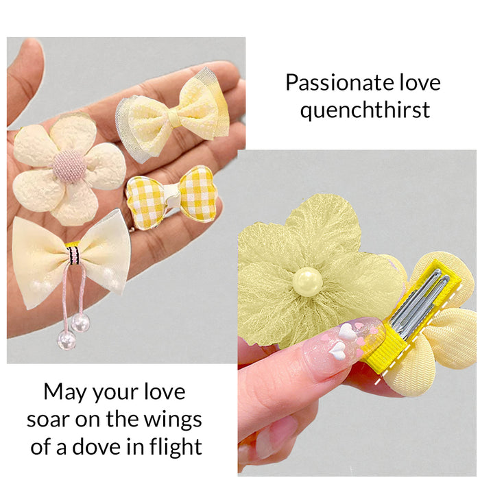 Babymoon Fusion Flower 10pcs Hairclips Hair Accessories Set | Yellow