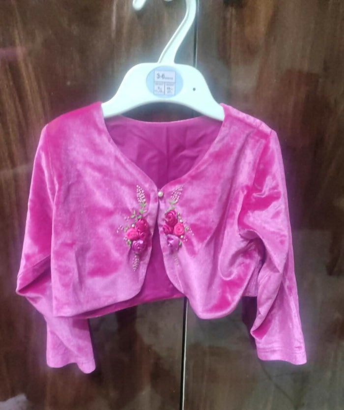 Beautiful Pink Floral Frock/Dress with Detachable Pink Jacket - PyaraBaby