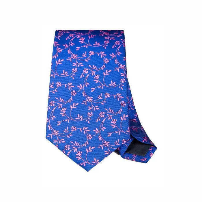 Blue with pink creeper woven silk tie - Thin Red Line