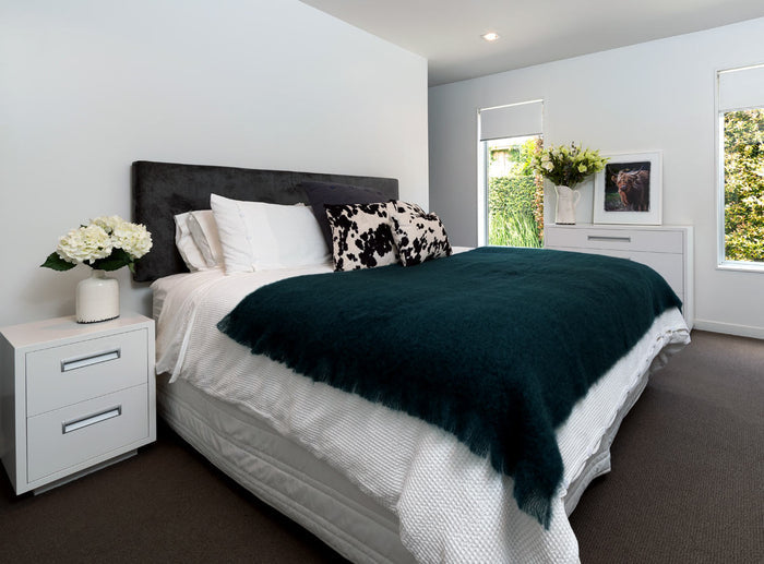 Bottle Green Mohair Throw Blanket