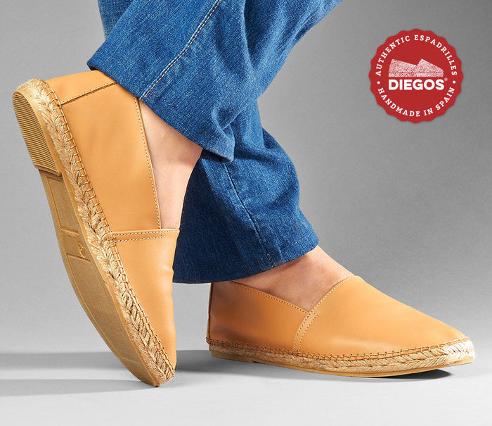 Camel leather espadrille