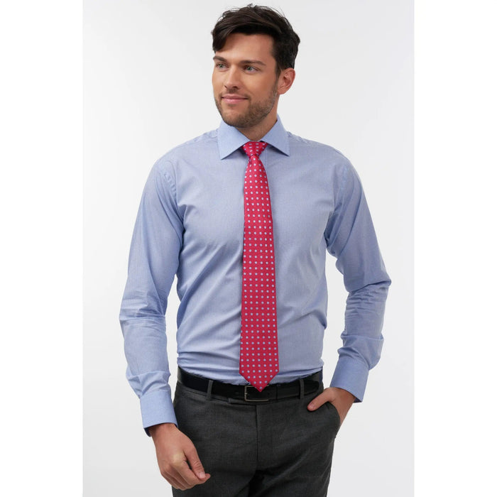 Fuchsia & sky polka dot woven silk tie - Thin Red Line