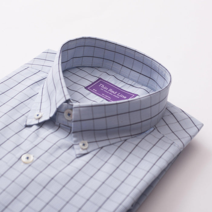 Gingham Overcheck Sky Casual Fit Shirt - Thin Red Line