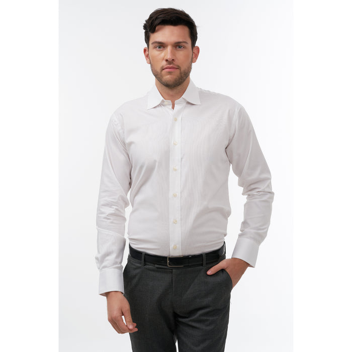Herringbone Twill White Formal Shirt - Thin Red Line