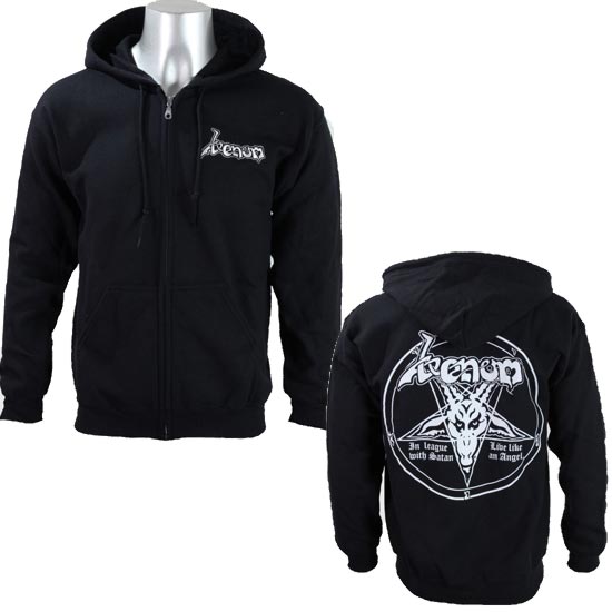 Hoodie - Venom - In League With Satan - Zip-Metalomania
