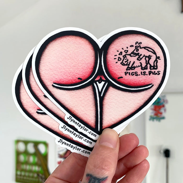 American traditional tattoo flash Jlynntaylor butt booty Heart watercolor sticker set.