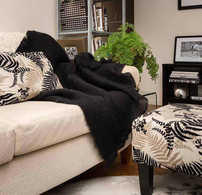 Raven Black Mohair Chair Throw