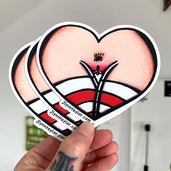 American traditional tattoo flash Nude Tube Sock Front Heart watercolor Sticker.
