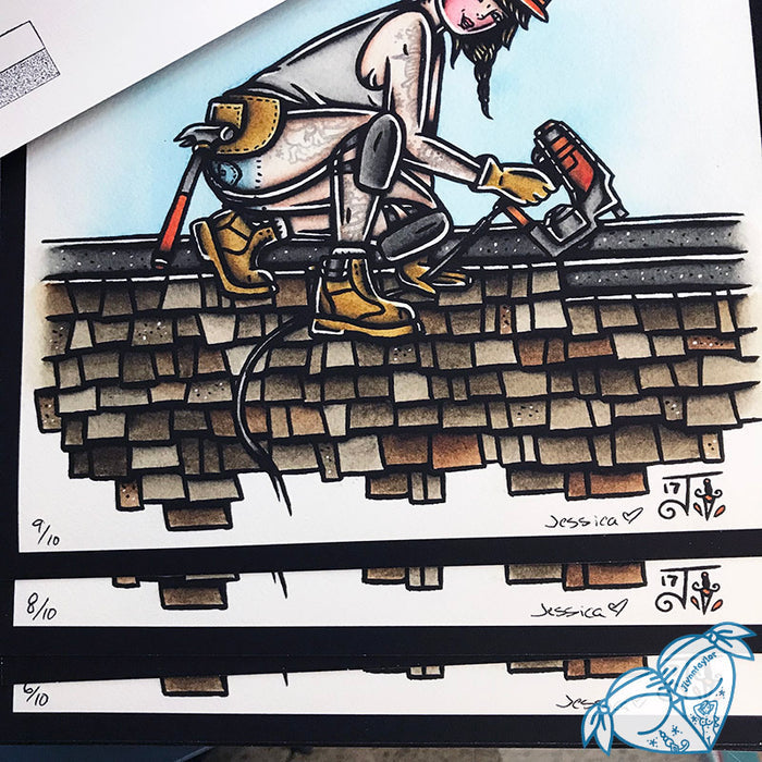 Roofer Pinup Print
