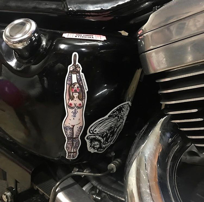 American traditional tattoo flash Rope Bondage Pinup watercolor sticker.