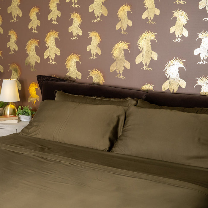Sateen Sham Set in Forest Green