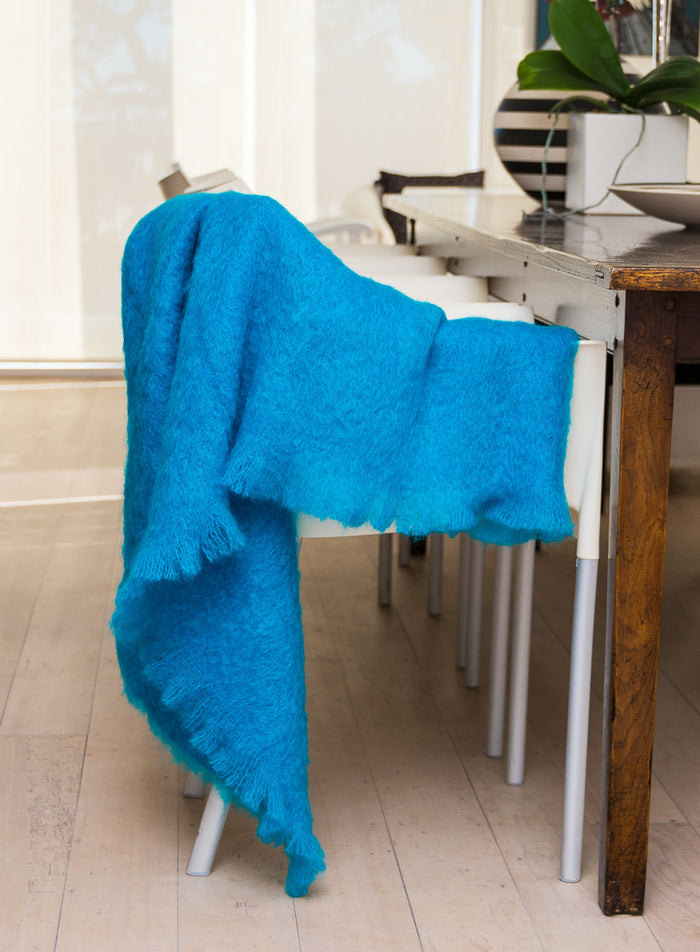 Mohair Chair Throw NZ Turquoise Blue