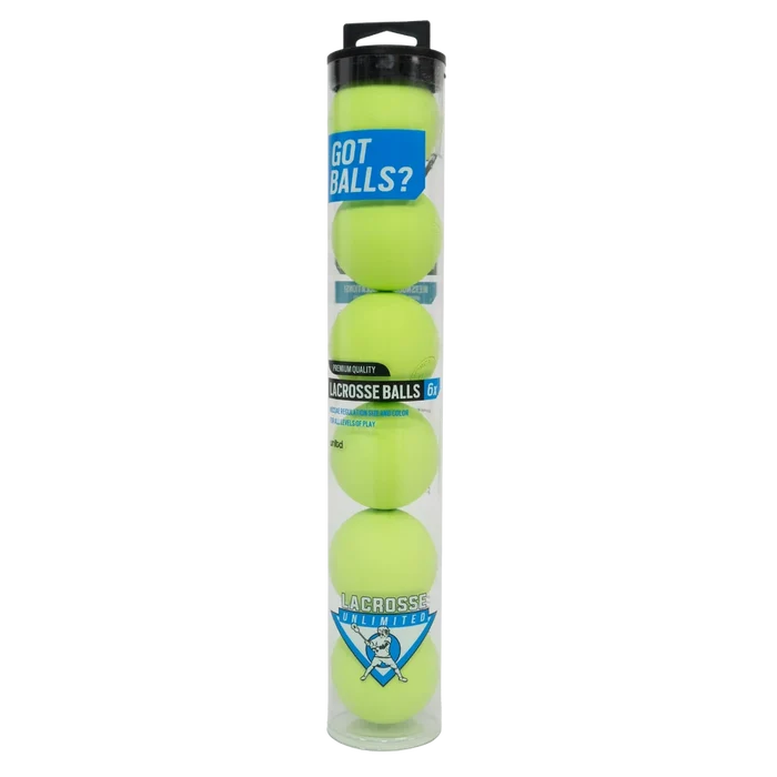 6 Pack Neon Green Lacrosse Balls
