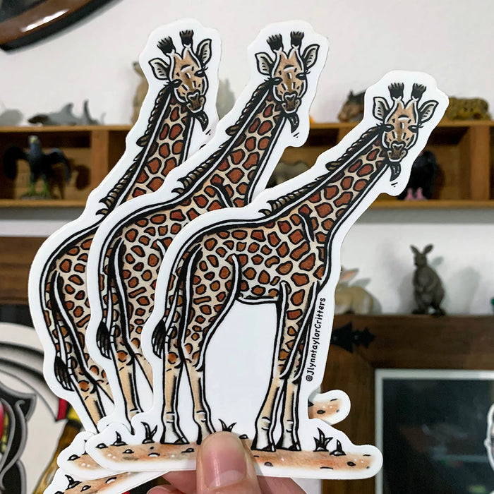 American traditional tattoo flash African Giraffe wildlife watercolor sticker.