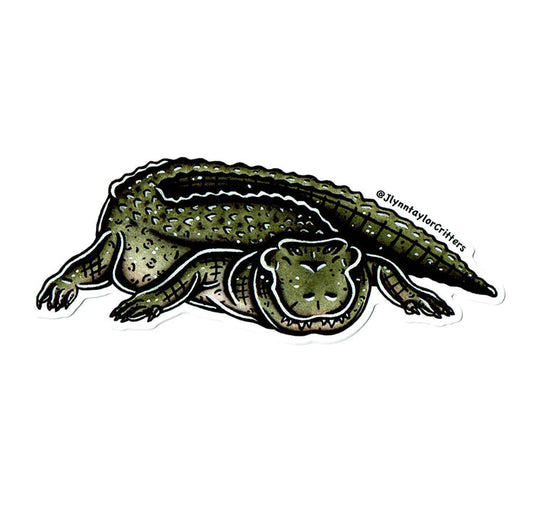 American traditional tattoo flash American Alligator watercolor sticker.
