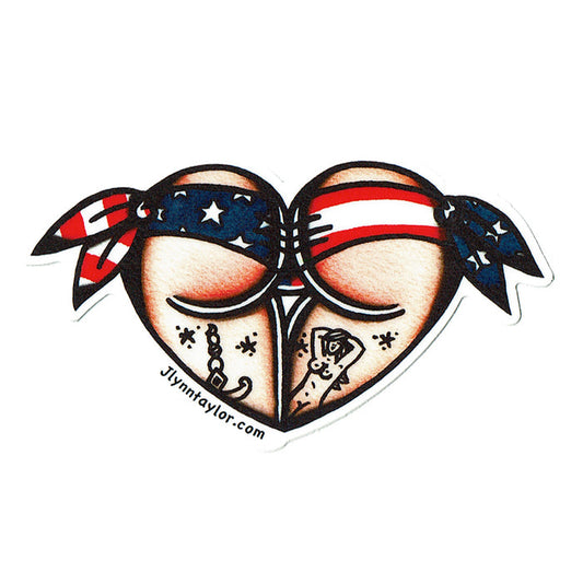 American traditional tattoo flash American Scrunch Butt Booty Heart Watercolor sticker.