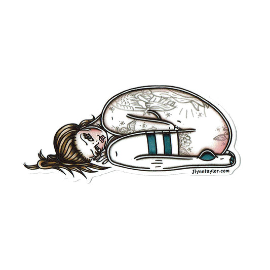 American traditional tattoo flash tattooed skateboard socks pinup sticker.