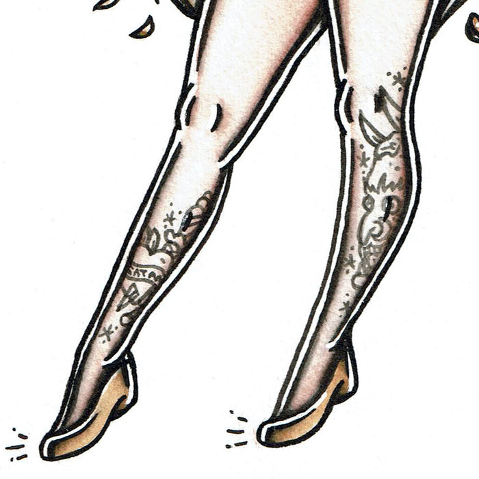 American Traditional Tattoo Flash Angel Pinup Painting.