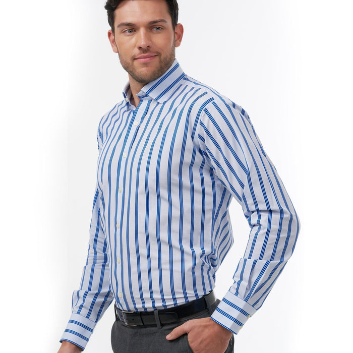 Ascot Stripe Sky & Navy Classic Shirt - Thin Red Line