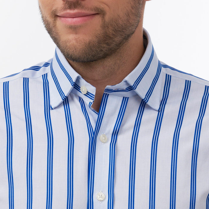 Ascot Stripe Sky & Navy Classic Shirt - Thin Red Line