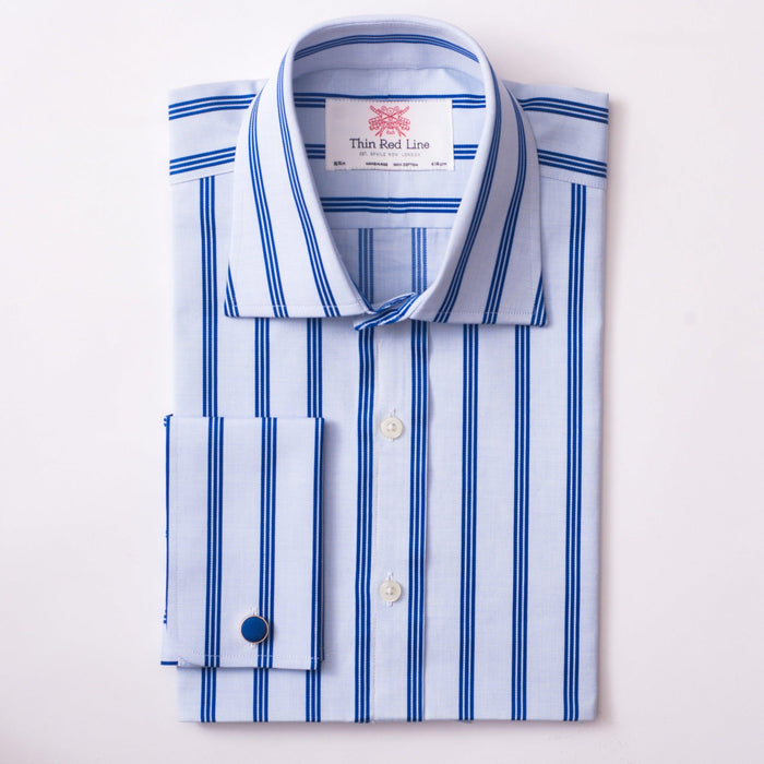 Ascot Stripe Sky & Navy Classic Shirt - Thin Red Line