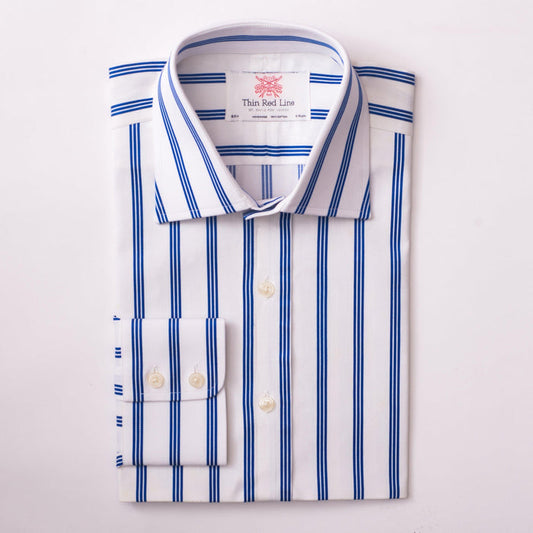 Ascot Stripe Navy Formal Shirt