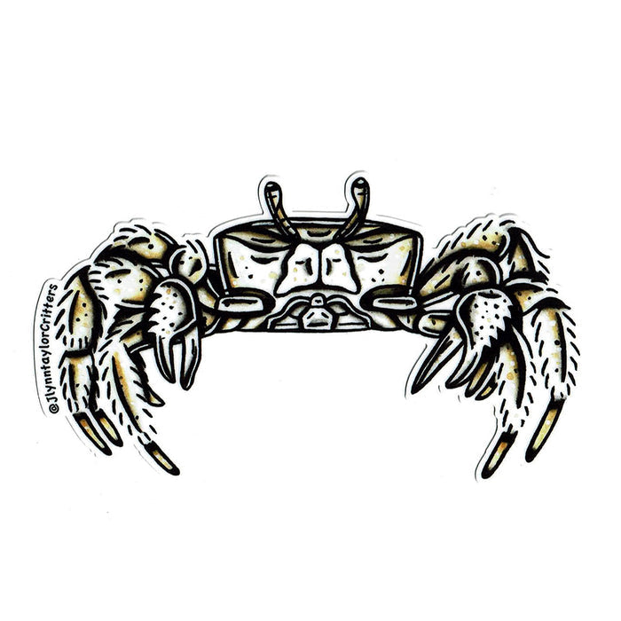 American traditional tattoo flash Atlantic Ghost Crab wildlife watercolor sticker.
