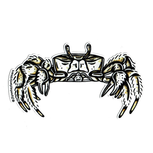 American traditional tattoo flash Atlantic Ghost Crab wildlife watercolor sticker.
