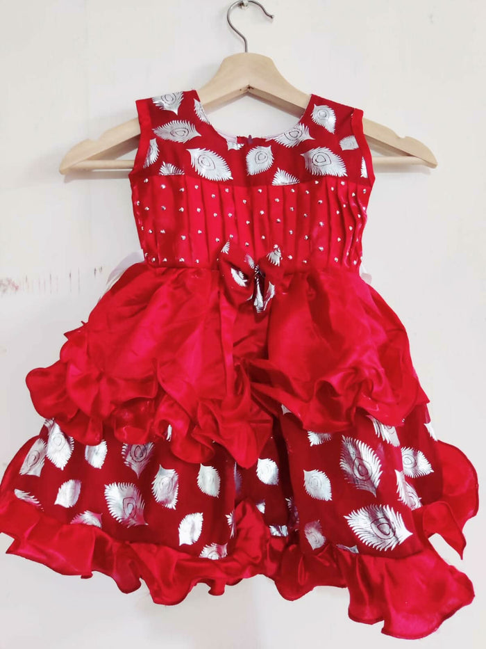 Baby Girl Maroon Frills Frock/Dress - PyaraBaby