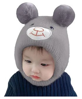 Babymoon Baby Bear Winter Ear Protection Cap Kids Hat Boys Girls Cap | 0-24M | Grey