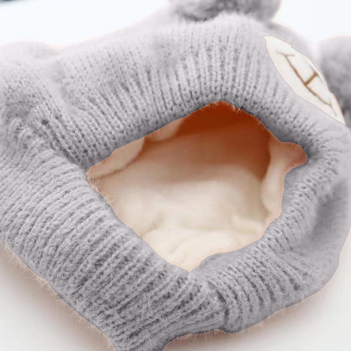 Babymoon Baby Bear Winter Ear Protection Cap Kids Hat Boys Girls Cap | 0-24M | Grey