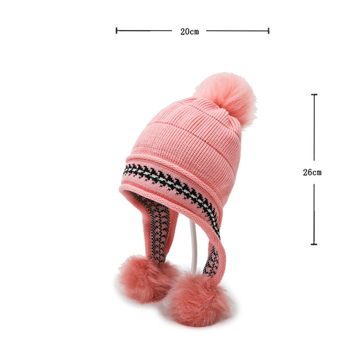 Babymoon Baby Velvet Earflap Cap Winter Kids Hat Long Pom Pom Ears | Ears Protection | 2-10 Year | Pink
