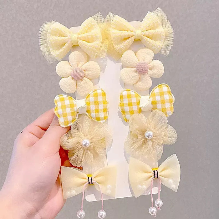 Babymoon Fusion Flower 10pcs Hairclips Hair Accessories Set | Yellow