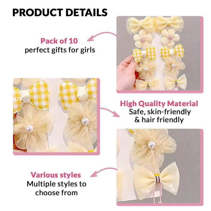 Babymoon Fusion Flower 10pcs Hairclips Hair Accessories Set | Yellow