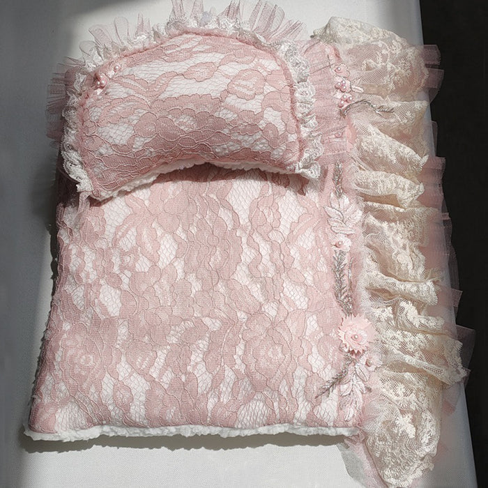 Babymoon Lace Mattress Cushion & Pillow | Posing Props | Baby Photography Props | Pink