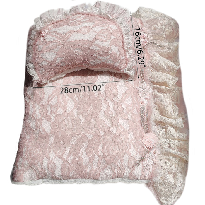 Babymoon Lace Mattress Cushion & Pillow | Posing Props | Baby Photography Props | Pink
