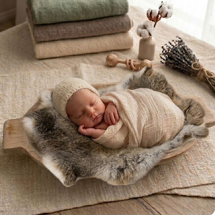 Babymoon Rabbit Fur | Basket Filler | Baby Photography Props | Dual Tone | Greyish Brown