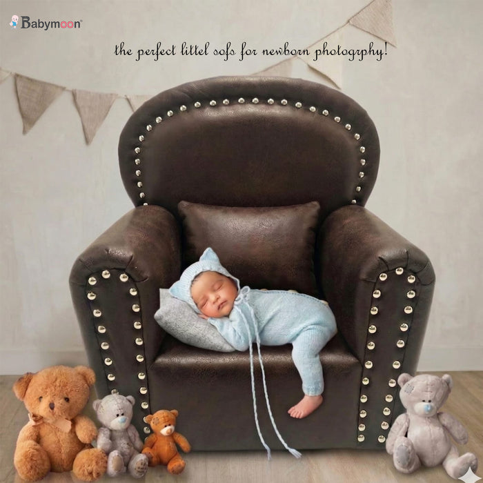 Babymoon Rivet Wooden Sofa | Photoshoot Prop | Brown