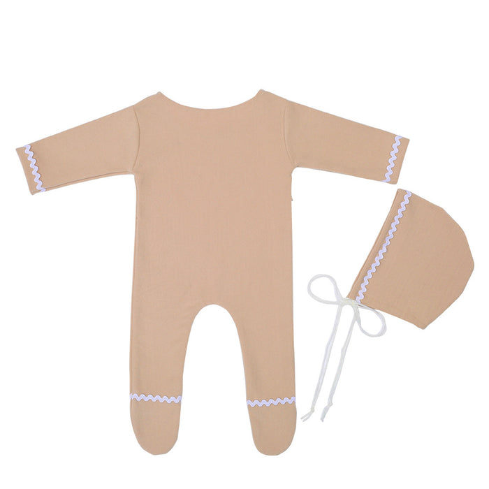 Babymoon Set of 2 | Baby Bodysuit & Cap | Baby Photoshoot Props | Costumes | Brown | 0-1 Month