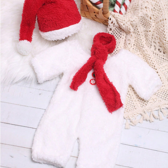 Babymoon Set of 3 | Baby Bodysuit, Scarf & Cap Christmas Costume | Baby Photoshoot Props | 0-1 Month