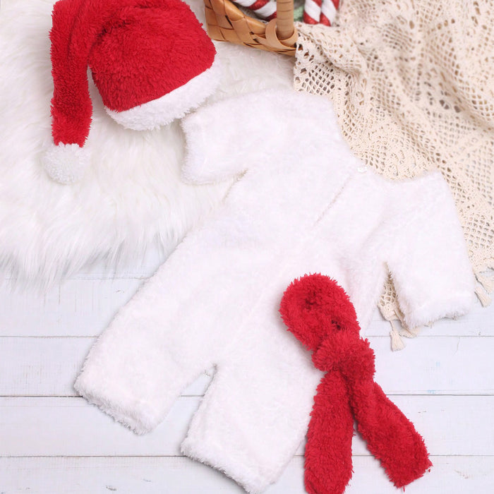 Babymoon Set of 3 | Baby Bodysuit, Scarf & Cap Christmas Costume | Baby Photoshoot Props | 0-1 Month