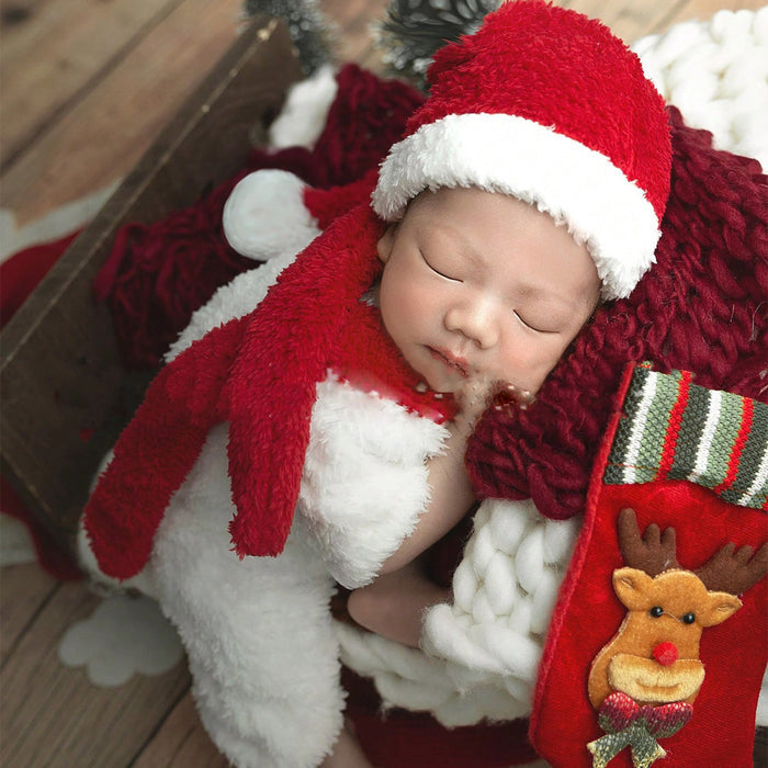 Babymoon Set of 3 | Baby Bodysuit, Scarf & Cap Christmas Costume | Baby Photoshoot Props | 0-1 Month
