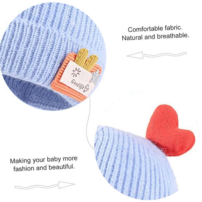 BabyMoon Unisex Winter Hat Designed with Hearts | Warm Baby Cap Headwear | Blue | 3-12 Month