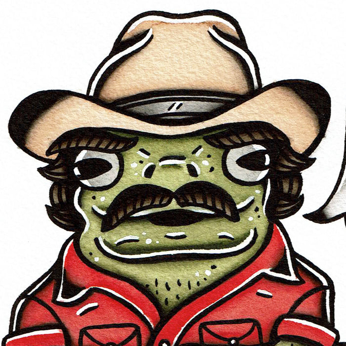 Smokey and the Bandit Frog tattoo flash painting.