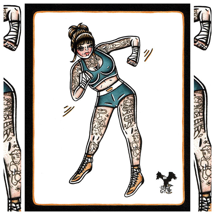 Bare Knuckle Boxer Pinup Original Painting