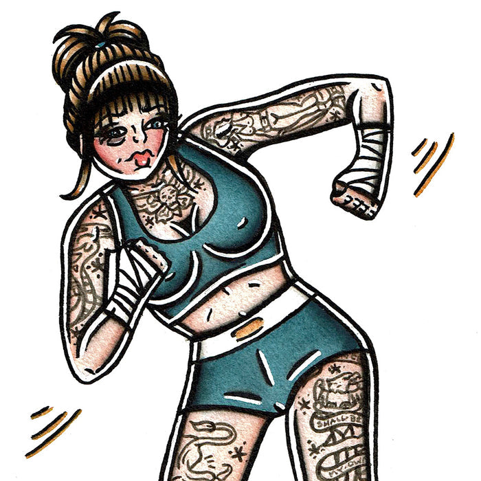 Bare Knuckle Boxer Pinup Original Painting