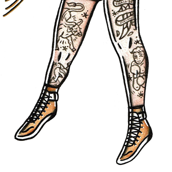 Bare Knuckle Boxer Pinup Original Painting
