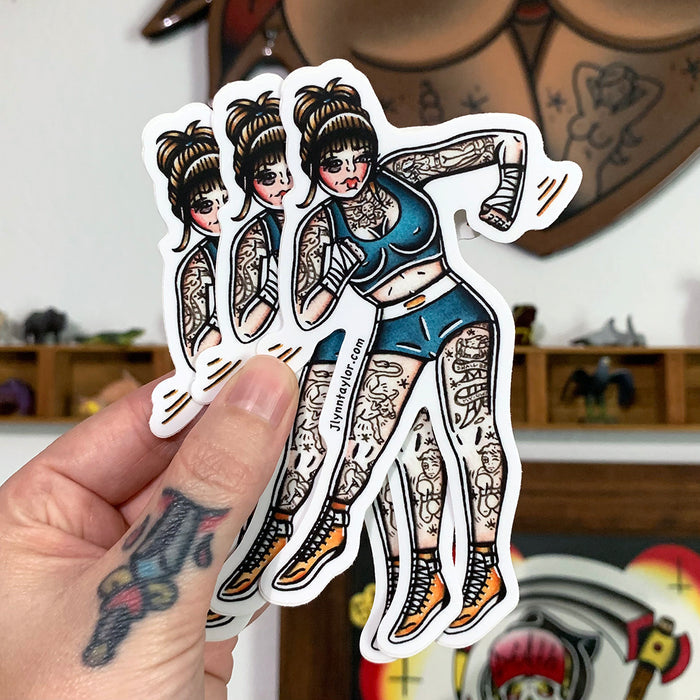 Bare Knuckle Boxer Pinup Sticker